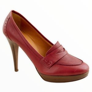 J. Crew Made in Italy Italian Leather Biella high heel loafers Size 9.5